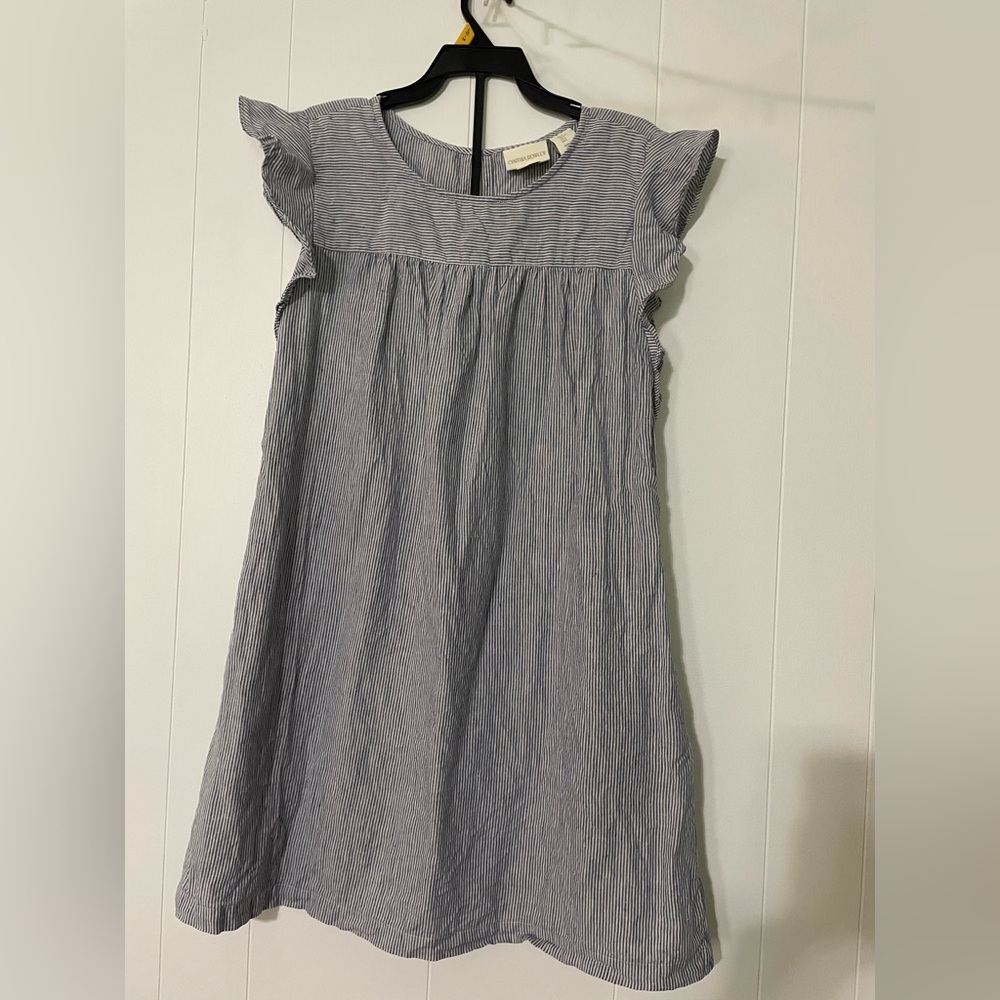 100% Linen Blue Pinstriped Summer Dress